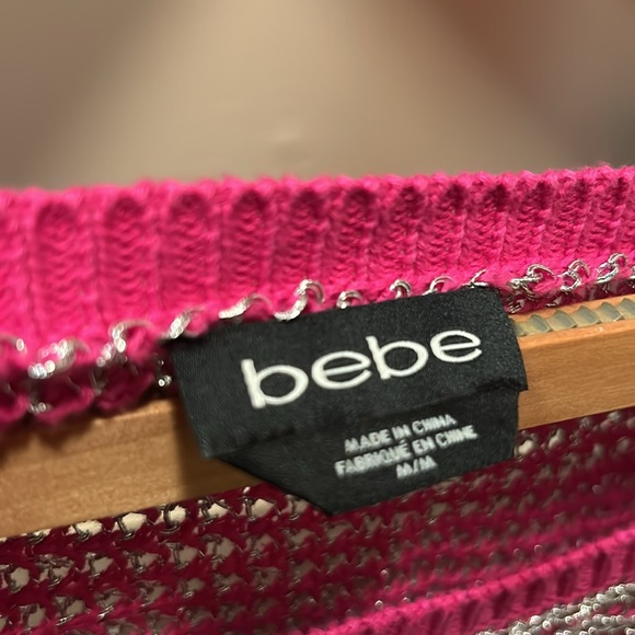 Bebe Attractive...Beautiful long pink silver sweater so dressy… just below hips - Picture 4 of 4